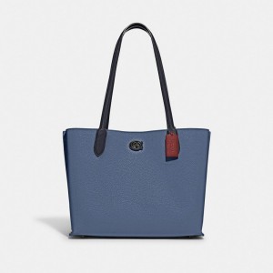 Blue Grey / Multicolor Women's COACH Willow Tote Bags | South Africa-8739520