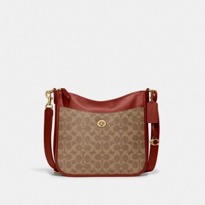 Brown / Red Women's COACH Chaise Crossbody Bags | South Africa-1309274