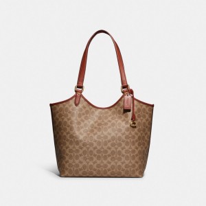 Brown / Red Women's COACH Day Tote Bags | South Africa-7902164