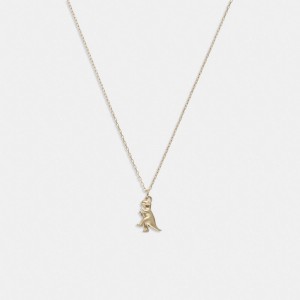 Gold Women's COACH 14 K Gold Rexy Pendant Necklace | South Africa-8051967