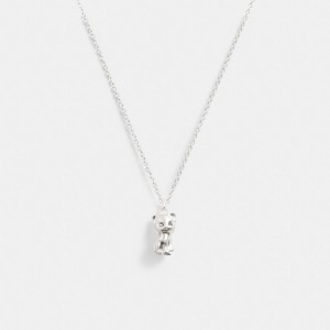 Silver Women's COACH The Lil Nas X Drop Cat Pendant Necklace | South Africa-0935421