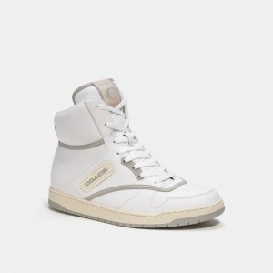 White Men's COACH C202 High Top Sneakers | South Africa-8714250