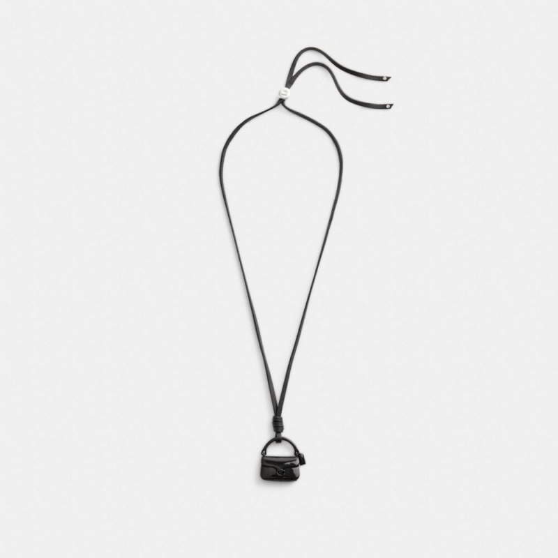 Black Women's COACH Handbag Leather Necklace | South Africa-7361820