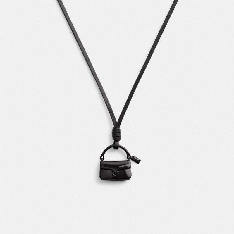 Black Women\'s COACH Handbag Leather Necklace | South Africa-7361820
