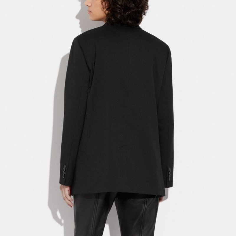 Black Women's COACH Relaxed Blazer With Signature Lining Jackets | South Africa-4195328