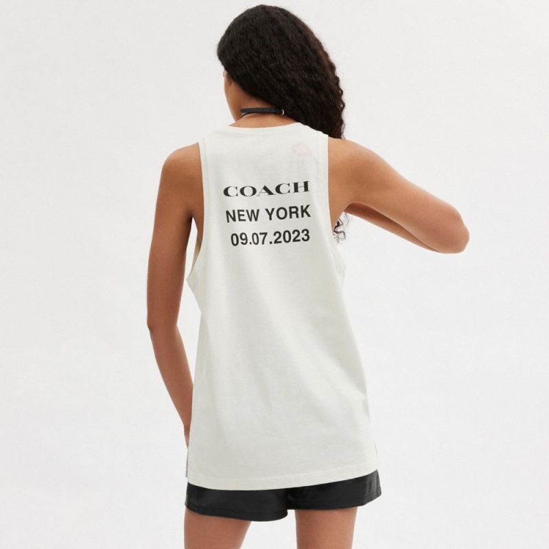 White Women's COACH Buy Now Lip Print Tank Top | South Africa-6142508
